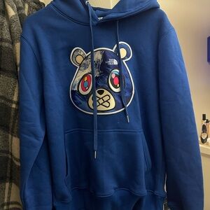 Men's Royal Blue Bear Graphic Hoodie size M